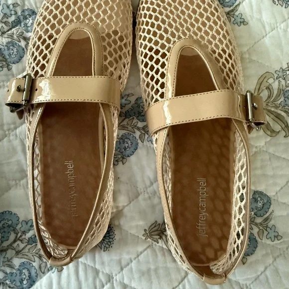 Jeffrey Campbell Cream Flats with Mesh Design - Picture 4 of 8